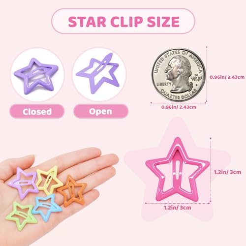 144 Pcs Star Hair Clips - 1.2'' Colorful Non-Slip Barrettes