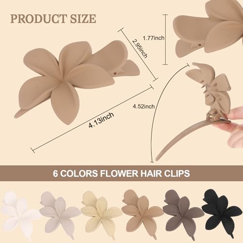CURASA Flat Flower Hair Clips for Women - 6 Pack, B Variation, Elegant Claw Clips for Thick & Thin Hair