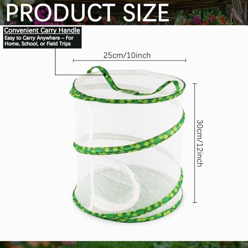 ZUFECY 12-Inch Pop-Up Butterfly Cage - Portable Insect Habitat