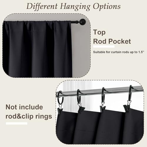 Gwine Blackout Curtains - 63 Inch Thermal Insulated Drapes, 2 Panels