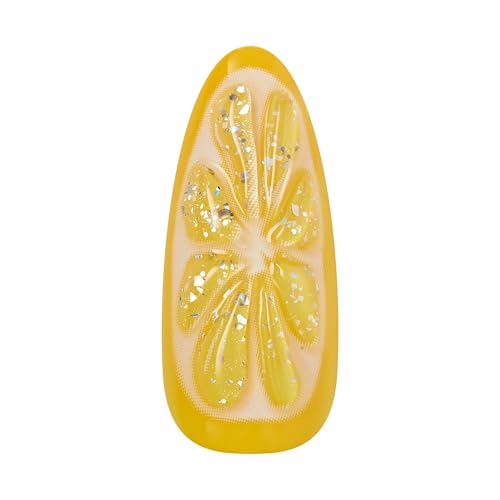 KISS Glam Long Cherish the Moment Press On Nails with Nail Glue – Yellow, Almond Shape, 32 Nails + Tools