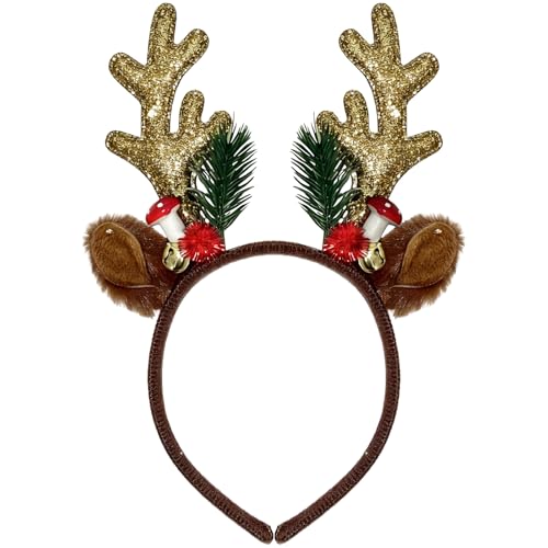 Glitter Reindeer Antler Headband for Christmas Holiday Party Women
