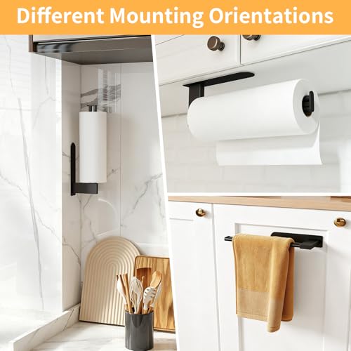 Adhesive Under Cabinet Paper Towel Holder - Matte Black Stainless Steel
