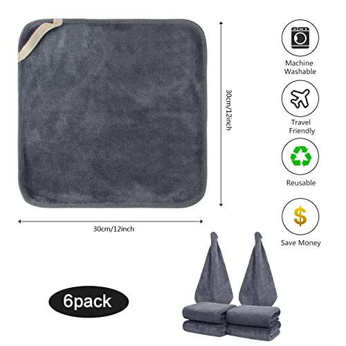 Reusable Microfiber Facial Cloths - Soft Makeup Remover, 6 Pack