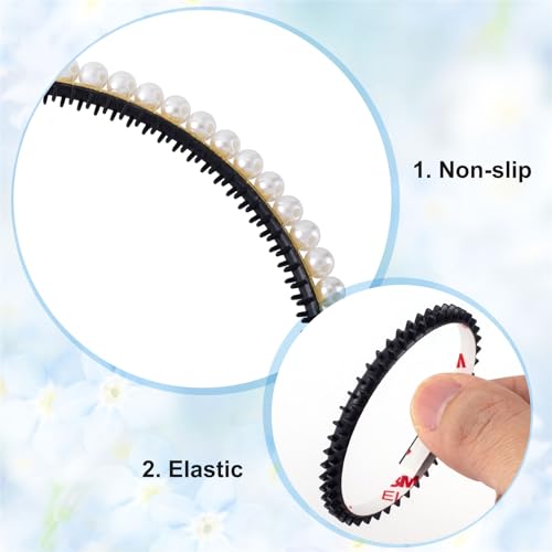 10pcs Black Silicone Anti-Slip Headband Teeth Strips for DIY