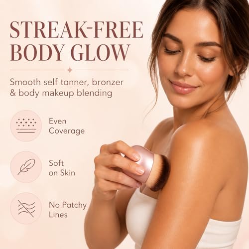 Wide Kabuki Body Makeup Brush for Self Tanner & Bronzer