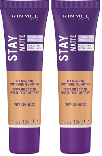 Rimmel Stay Matte Foundation, Sun Beige, 1 Fl Oz (Pack of 2)