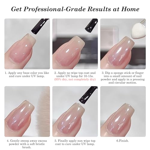 White Clear Pearl Chrome Nail Powder for Gel Nails Mirror Finish 1g