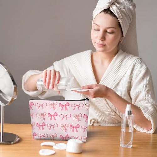 EKGJW Coquette-02 Bow Makeup Bag for Women & Teens, Preppy Cosmetic Pouch