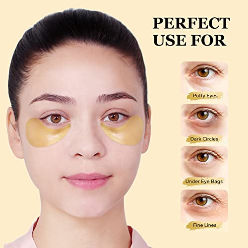 LIYALAN 24K Gold Under Eye Patches - 60 Pcs for Dark Circles & Puffiness