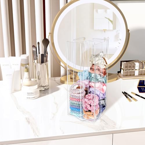 OAOLEER 4-Tier Acrylic Scrunchie Holder, Rotating Hair Accessory Organizer