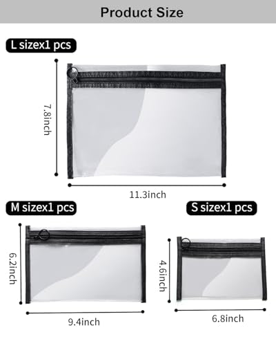 Clear Makeup Bags - 3 Pack Cosmetic Organizers for Travel