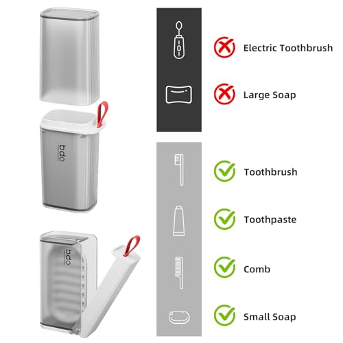 VITVITI Gray White Travel Soap & Toothbrush Case, Portable Bathroom Organizer