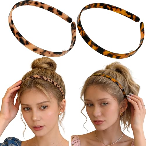 Tortoise Shell Acetate Headband with Teeth - Dark+Light Leopard Print