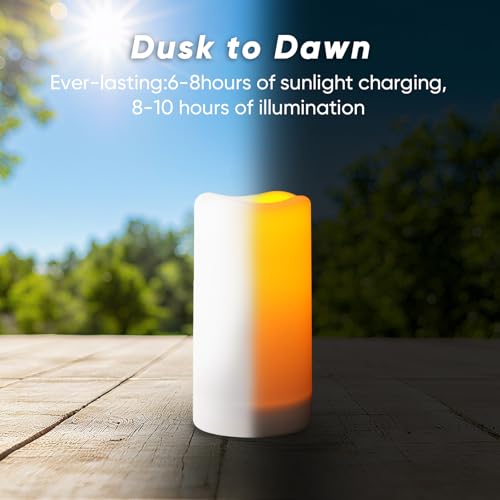 Homemory Solar Candles 4"x8" Waterproof Outdoor Flameless LED