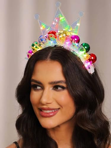 DRESBE Blue Colorful LED Birthday Headband - Light Up Hair Accessory