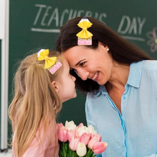 WOVOWOVO Yellow Pencil Hair Bow for Girls - Back to School Hair Clips 2 Pack (Variation B)