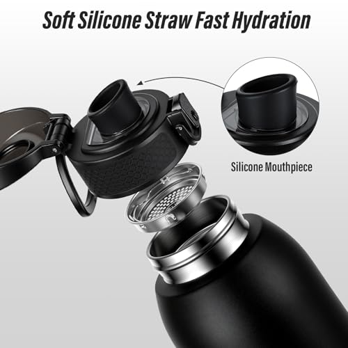 24 oz Insulated Water Bottle with Dustproof Lid & Tea Infuser