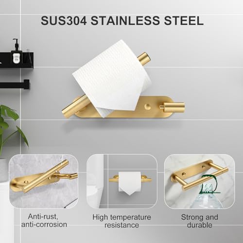 SetSail Gold Toilet Paper Holder - Adhesive & Screw Installation