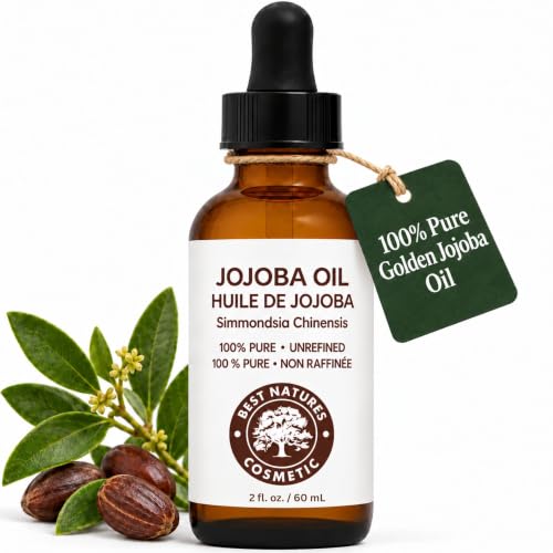 Jojoba Oil 2 fl oz - Pure, Unrefined & Cold Pressed - For Skin & Hair - Best Nature's Cosmetics (Pack of 1)