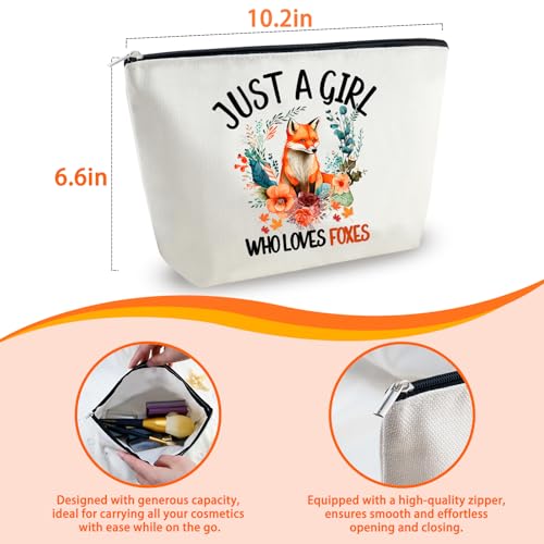 Yoxiumi White Fox Themed Gift Bag for Women - Foxes Purse & Makeup Bag