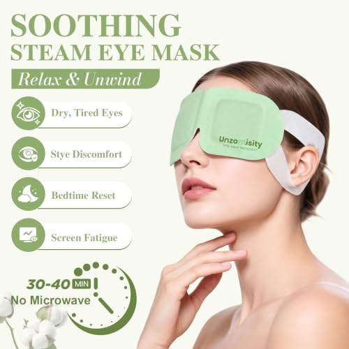 Unzomisity Unscented 8 Pack Disposable Heated Steam Eye Masks for Relaxation