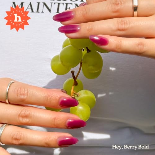 Heyhae Semi Cured Gel Nail Strips - Hey, Berry Bold - Salon Quality, 28 Strips