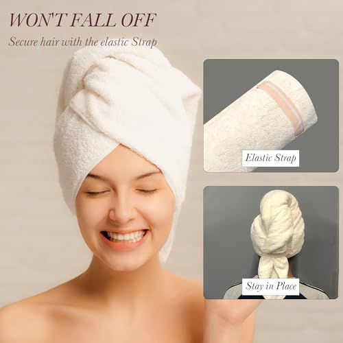 XXL Microfiber Hair Towel Wrap for Women - 2 Pack Coffee & Cream