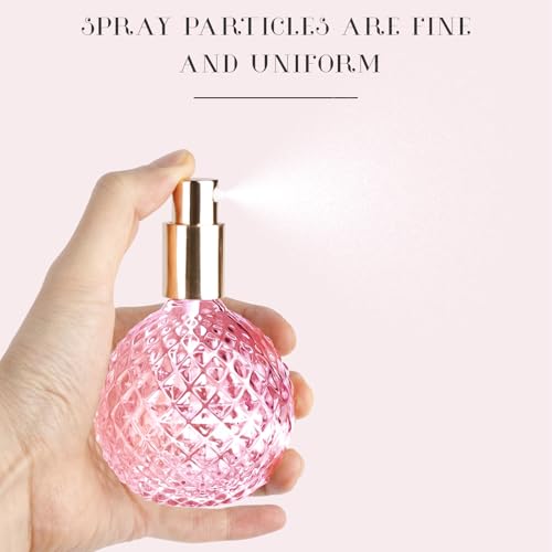 2pcs Vintage Pink Glass Perfume Bottles, 100ml Refillable Atomizer Set