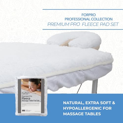 ForPro Premium Fleece Massage Table Pad Set - Extra Soft White, 31" x 72"