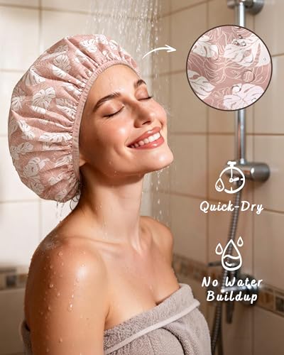 YANIBEST Waterproof Satin Lined Shower Cap - Frizz Free & Durable