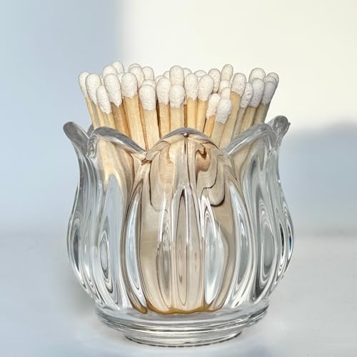 Elegant Glass Match Holder with Striker - Set of 3 for Home Decor
