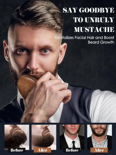 Bituemly Beard Grooming Kit: Boar Bristle Brush, Wooden Comb & Scissors