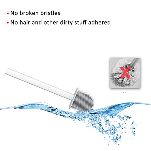 Wall Mounted Toilet Brush with Holder - Flexible Rim Cleaner
