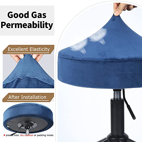 SINOSSO Velvet Bar Stool Cover - Washable Stretchy Dustproof (15.5-18" Diameter, Navy)