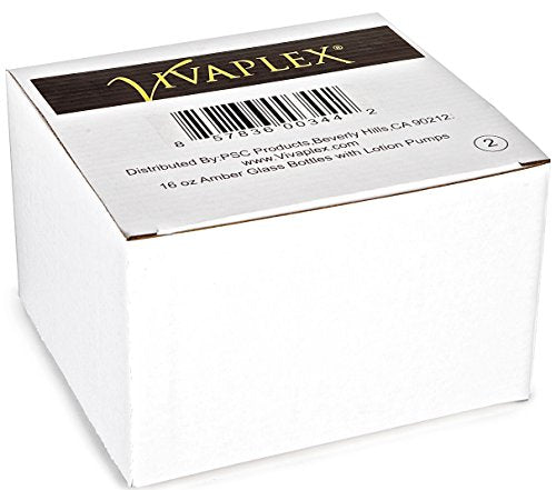 Vivaplex 16 oz Amber Glass Lotion Pump Bottles - Pack of 2, Reusable, Eco-Friendly