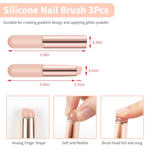 BQAN Silicone Nail Art Tools - 3 Pcs for Ombre & French Manicures