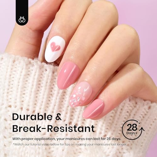 Beetles Extra Short Almond Fake Nail Tips - 576 Pcs Half Matte Set