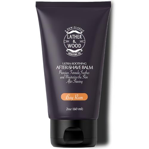 Lather & Wood Aftershave Balm - Bay Rum Scent for Men, 2oz