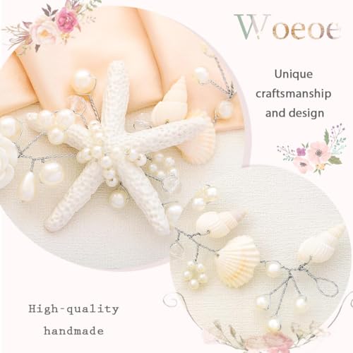 Woeoe Starfish Seashell Bridal Headband for Beach Wedding Hair