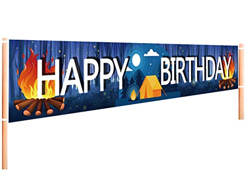 Large Camping Birthday Banner - 9.8 x 1.6 ft Outdoor Decoration
