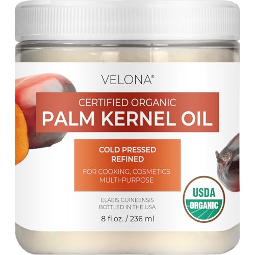 Velona USDA Organic Palm Kernel Oil - 8 fl oz, Cold Pressed, Non-GMO