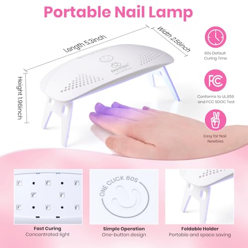 Beetles Gel Nail Polish Kit - 6 Pcs White & Pink with UV Light