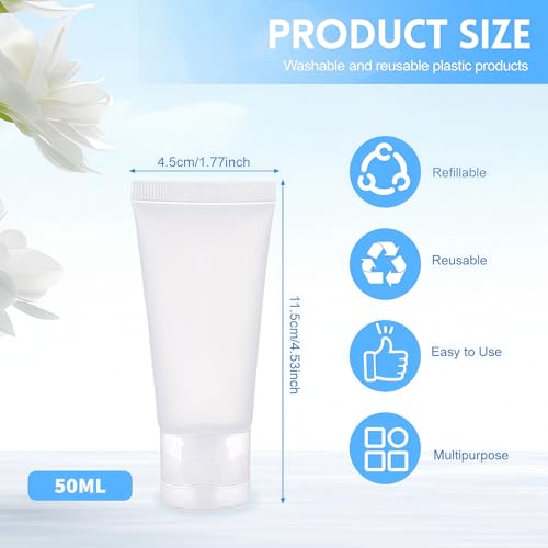 20PCS 50ml Refillable Cosmetic Squeezable Tubes - Clear Travel Containers