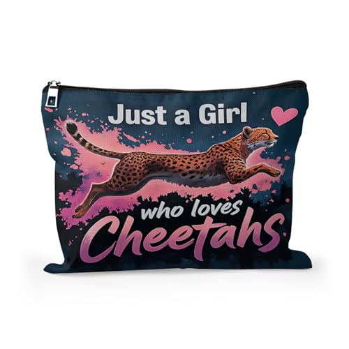 Just a Girl Who Loves Cheetahs Makeup Bag - Large Travel Organizer 10x8 inch