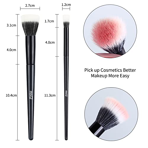 MSQ 2PCS Stipple Blush Brushes Set - Flat Top Duo Fiber Makeup Brushes