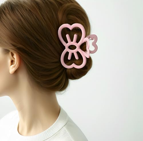 Kawaii Cat Bow Claw Clips - 2 Pcs Pink & Cream Hair Accessories
