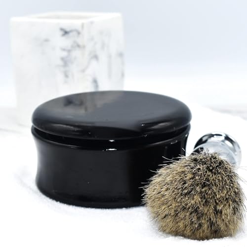 Parker Hand-Carved Mango Wood Shave Soap Bowl - Black Lacquer