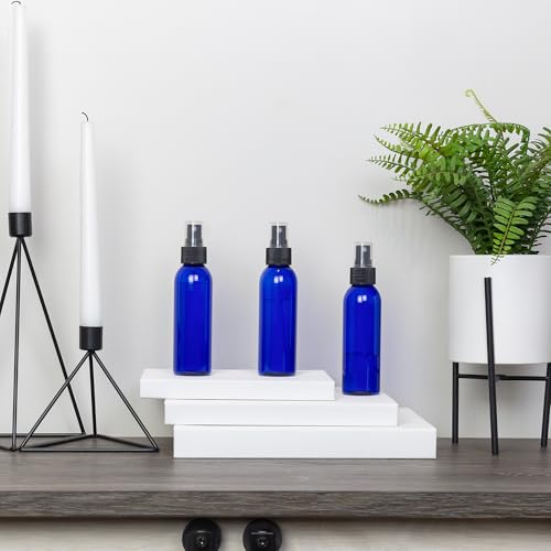 4oz Blue Refillable Plastic Spray Bottles with Fine Mist Atomizer - 6-Pack