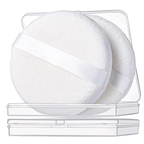 Teenitor 2-Pack Medium Powder Puff with Storage Container